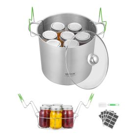Canning Pot with Rack and Glass Lid 21 QT Stainless Steel Waterbath Canner Canning Pot with Rack and Glass Lid 21 QT Stainless Steel Waterbath Canner