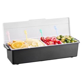 Chilled Condiment Server, 4 Compartment Ice Cooled Condiment Serving Container, Chilled Garnish Tray Bar Caddy with Lid, for Bartending & Serving Taco Chilled Condiment Server, 4 Compartment Ice Cooled Condiment Serving Container, Chilled Garnish Tray Bar Caddy with Lid, for Bartending & Serving Taco